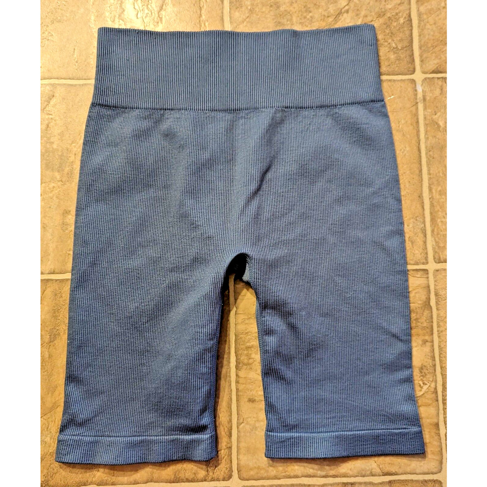 New 90 Degree By Reflex sz L Seamless Rib Cape Cod Shorts blue compression 2095